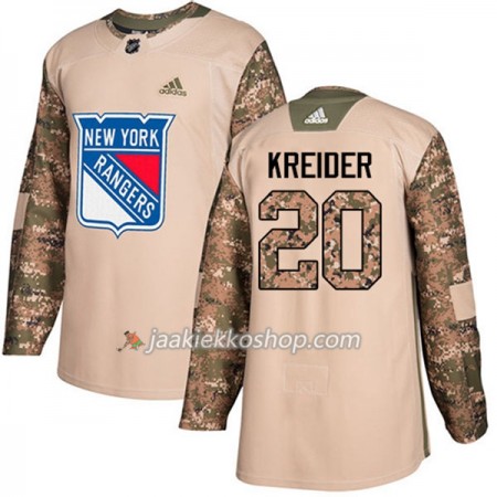 Miehille NHL New York Rangers Pelipaita Chris Kreider 20 Adidas 2017-2018 Camo Veterans Day Practice Authentic